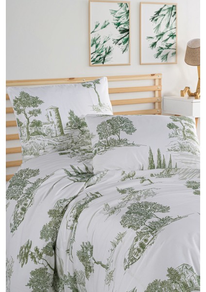 Vintage Green %100 Pamuk Çift Kişilik Nevresim Seti fiyatları