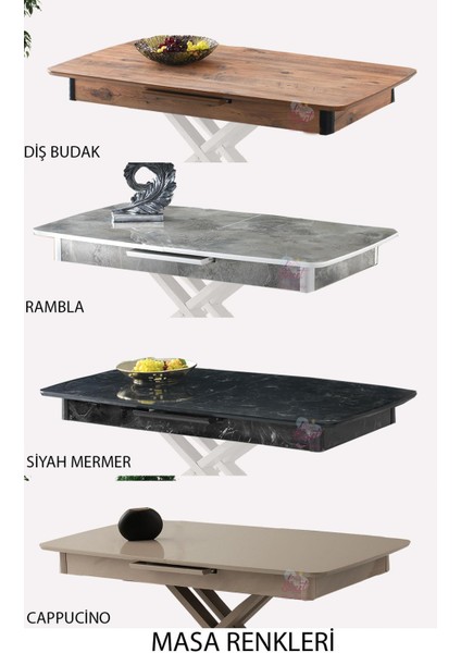Milano Açılır Mdf x Ayak Masa 4 Adet Gözden Sandalye Takım