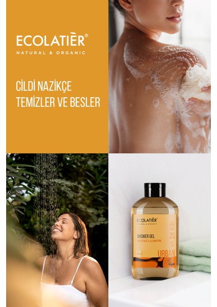 Duş Jeli Relax, %97,5 Doğal Vücut Şampuanı Greyfurt ve Klementin, 600 ml