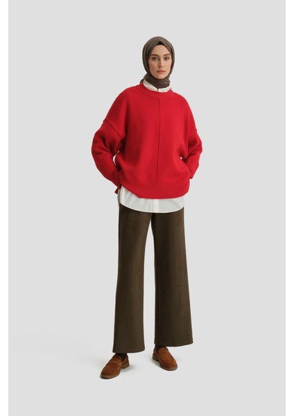 Düz Paça Süet Pantolon 24K2704 Haki