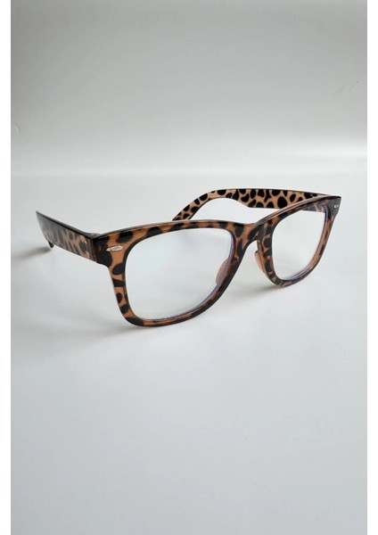 Unisex Wayfarer Leopar Mavi Işık Korumalı Gözlük