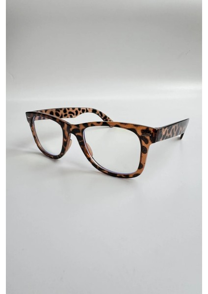 Unisex Wayfarer Leopar Mavi Işık Korumalı Gözlük