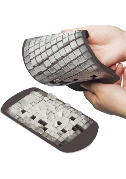 GP-146 160'LI Mini Küp Şekilli Silikon Buzluk - Antrasit Renk Mini Küplü Sunum Buzluk Buz Kalıbı