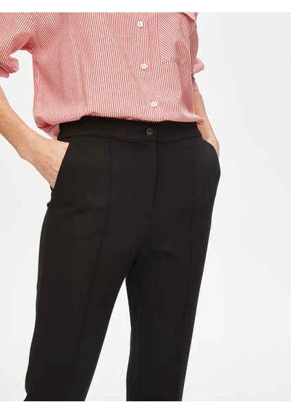 Önü Dikişli Slim Fit Örme Kadın Pantolon 00089 fırsatları