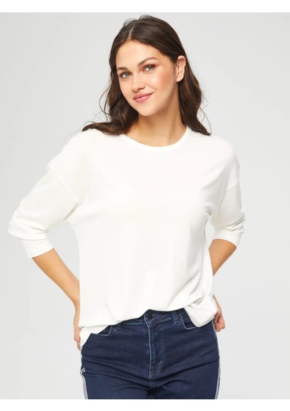 Yuvarlak Yaka Kadın Uzun Kol T-Shirt 00019-1
