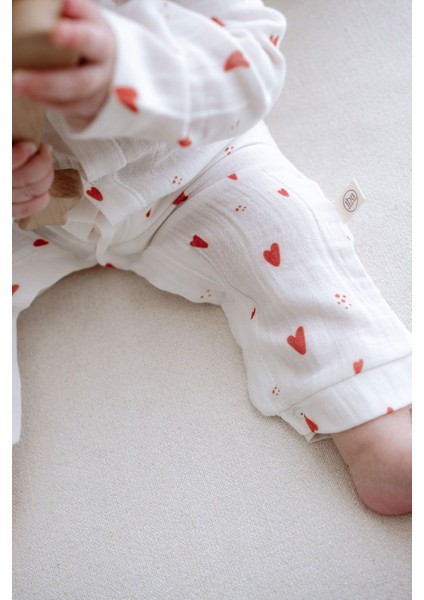 Müslin Bebek Tulumu | Red Hearts