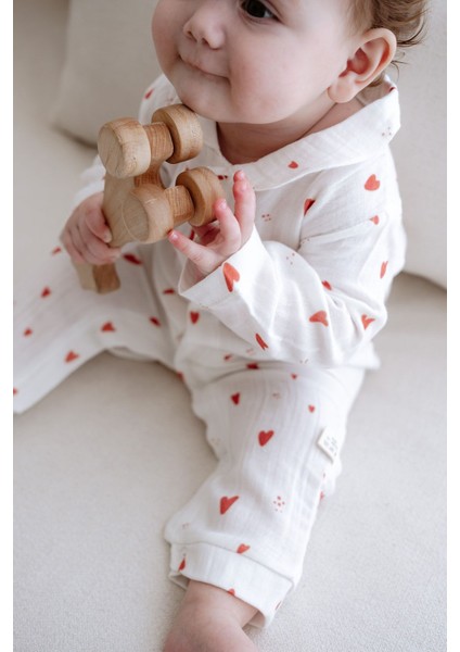 Müslin Bebek Tulumu | Red Hearts