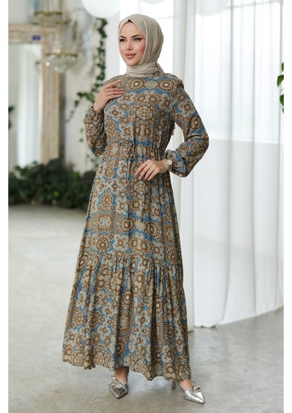 Yeral Dokuma Viskon Elbise 1326 - Vizon modelleri