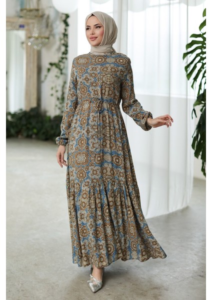 Yeral Dokuma Viskon Elbise 1326 - Vizon indirimleri