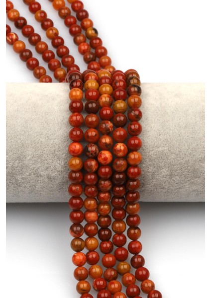 Ateş Akik-Fire Agate Doğaltaş Dizi 6 mm Küre Kesim
