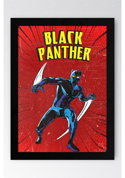 Black Panther Çerçeveli Tablo - Marvel Çizgi Roman Tasarımlı Poster Tablo