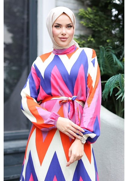 Fadel Dokuma Viskon Elbise 1317 - Turuncu fiyatları