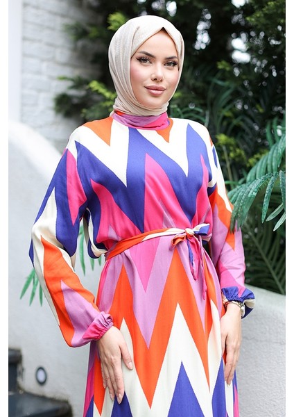 Fadel Dokuma Viskon Elbise 1317 - Turuncu fırsatları