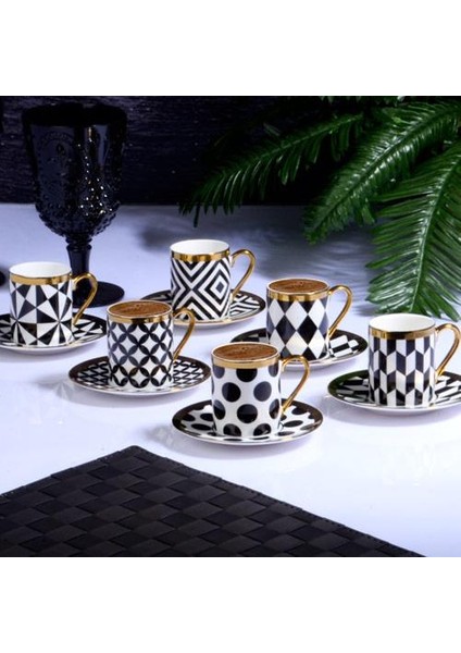 Black Pattern 6'lı Fincan Takımı 90CC