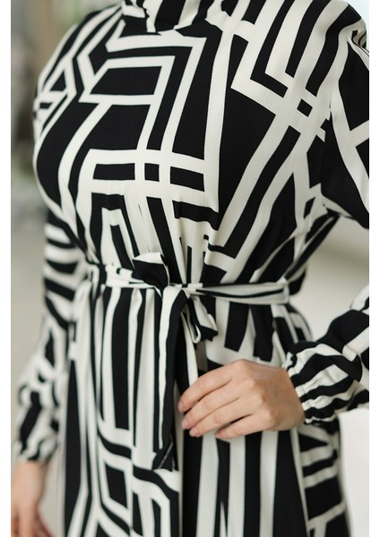 Elar Dokuma Viskon Elbise 1314 - Siyah indirimleri