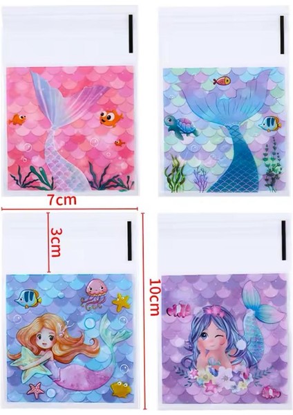 Bantlı Şeffaf Desenli Poşet Opp 10X10 (+3) cm 95 Adet modelleri