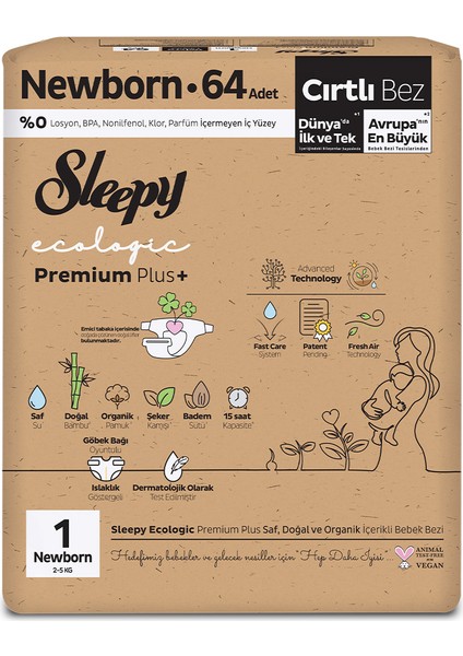 Ecologic Ekonomik Paket Bebek Bezi 1 Numara Newborn 64 Adet