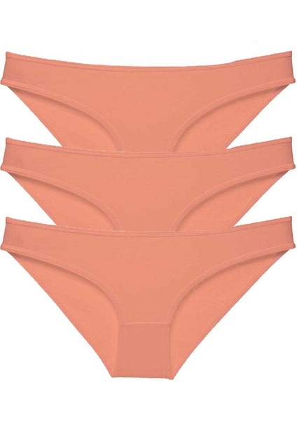 3 Adet Süper Eko Set Likralı Kadın Slip Külot Pudra