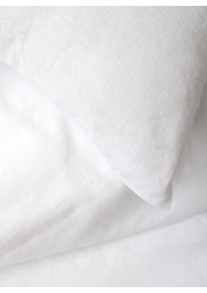 Washed Linen Keten Çift Kişilik Nevresim Beyaz 233 x 228