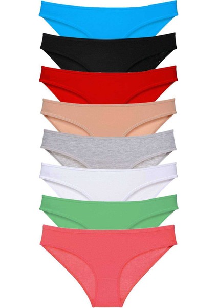 8 Adet Süper Eko Set Likralı Kadın Slip Külot Set 3