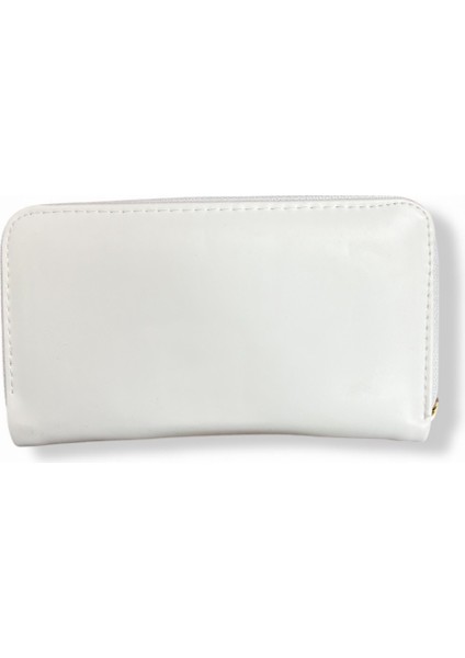 Kadın Beyaz Renkli Fermuarlı ve Çıtçıtlı Kağıt ve Bozuk Para Bölmeli Büyük Boy Cüzdan. fiyatları