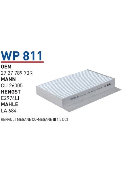 Wunder WP811 Polen Filtresi Renault Fluence 1.5dcı / Renault Megane 3 272773488R fiyatları