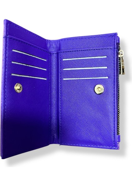 Kadın Mor Renkli Fermuarlı ve Çıtçıtlı Kağıt ve Bozuk Para Bölmeli Cüzdan. fiyatları