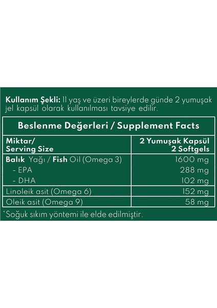 Omega 3-6-9 Formunda Balık Yağı 100 Kapsül