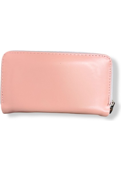 Kadın Pudra Renkli Fermuarlı ve Çıtçıtlı Kağıt ve Bozuk Para Bölmeli Büyük Boy Cüzdan. fiyatları