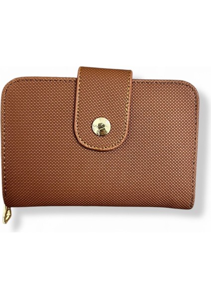 Kadın Kahverengi Fermuarlı ve Çıtçıtlı Kağıt ve Bozuk Para Bölmeli Cüzdan.