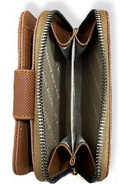 Kadın Kahverengi Fermuarlı ve Çıtçıtlı Kağıt ve Bozuk Para Bölmeli Cüzdan. fırsatları