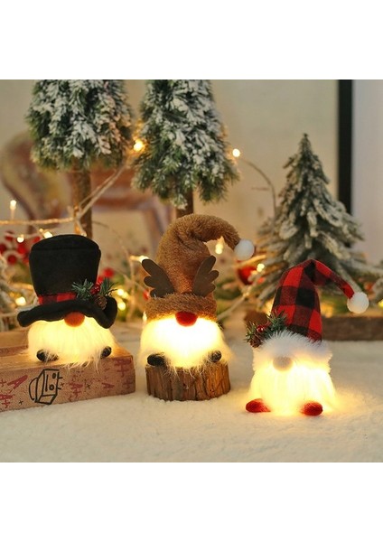Yılbaşı Dekorları 3pcs Noel Cüceleri Noel Claus Bebek Önderlik Hafif Yılbaşı Ağaç Süsleri Hediyeler Seti (Yurt Dışından)