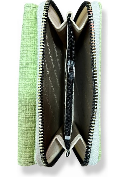 Kadın Açık Yeşil Renkli Fermuarlı ve Çıtçıtlı Kağıt ve Bozuk Para Bölmeli Cüzdan. fırsatları