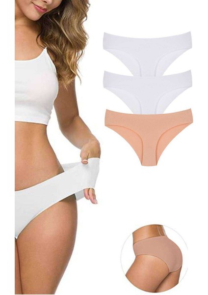 3 Adet Kadın Dikişsiz Lazer Kesim Esnek Iz Yapmayan Külot S3