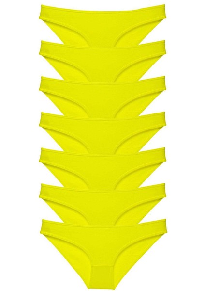 7 Adet Süper Eko Set Likralı Kadın Slip Külot Sarı