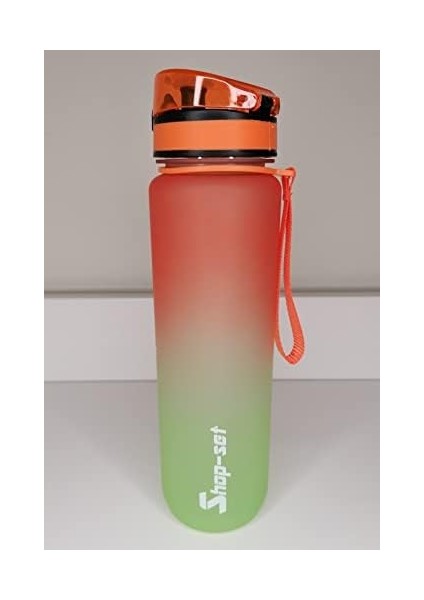 1000 ml Tritan Motivasyonlu Su Matarası (Turuncu - Neon Yeşil)
