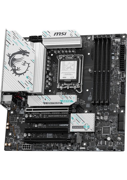 Msı B860M Gamıng Plus Wıfı Soket 1851 Ddr5 8600MHZ(OC) 3xm.2 1x Tb4 HDMI Dısplay 5g Lan Wıfı 7 Matx