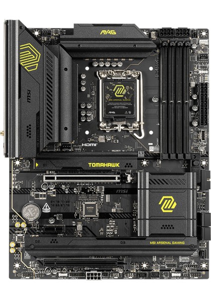 Msı MB Mag B860 Tomahawk Wıfı Soket 1851 Ddr5 9200MHZ(OC) 3xm.2 2x Tb4 HDMI Dısplay 5g Lan Wıfı 7 Atx
