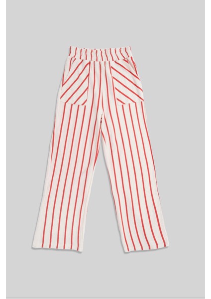 Liso Kırmızı Çizgili Lastikli Kız Çocuk Pantolon modelleri