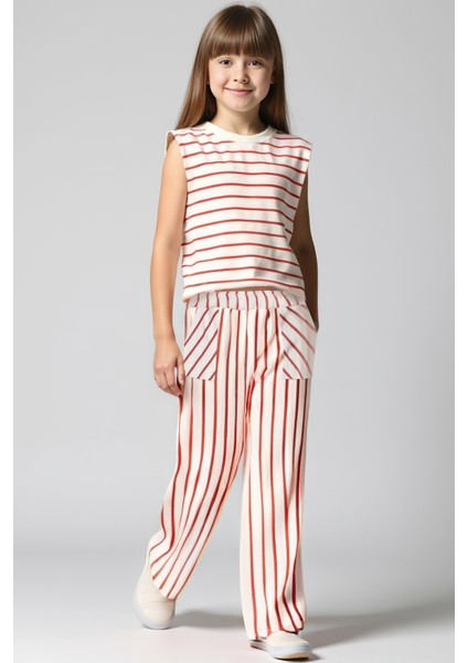 Liso Kırmızı Çizgili Lastikli Kız Çocuk Pantolon fırsatları