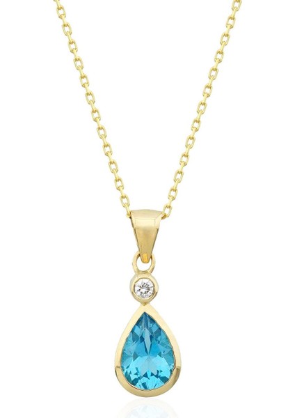 Damla Blue Topaz Tektaş Kolye