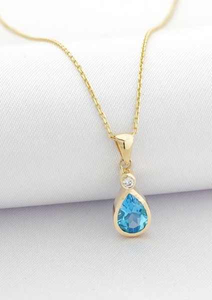 Damla Blue Topaz Tektaş Kolye fiyatları