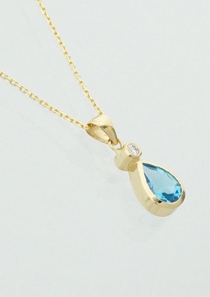 Damla Blue Topaz Tektaş Kolye modelleri