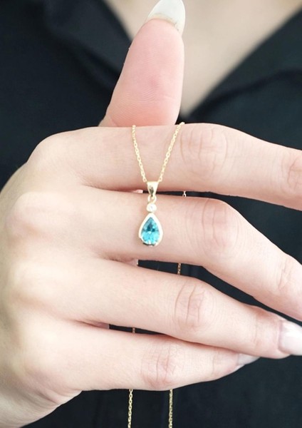 Damla Blue Topaz Tektaş Kolye fırsatları