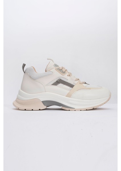 Sterda Beyaz Bej Kadın Kalın Taban Spor Sneakers fırsatları