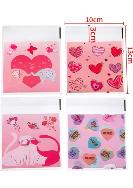 Bantlı Şeffaf Desenli Poşet Opp 10X10 (+3) cm 95 Adet fiyatları