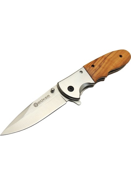 Böker DA27 Kamp Çakı 20,5 cm - Manuel, Kemerlikli, Ahşap Sap