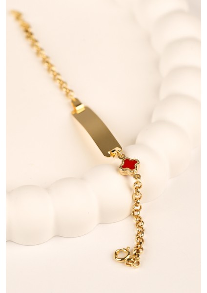 Kırmızı Yoncalı Çocuk Altın Bileklik CGKBLK0267 modelleri