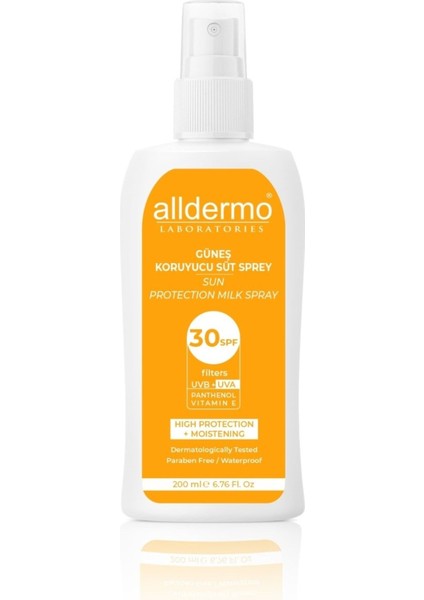 Alldermo SPF30+ Güneş Koruyucu Milk Sprey 200ML