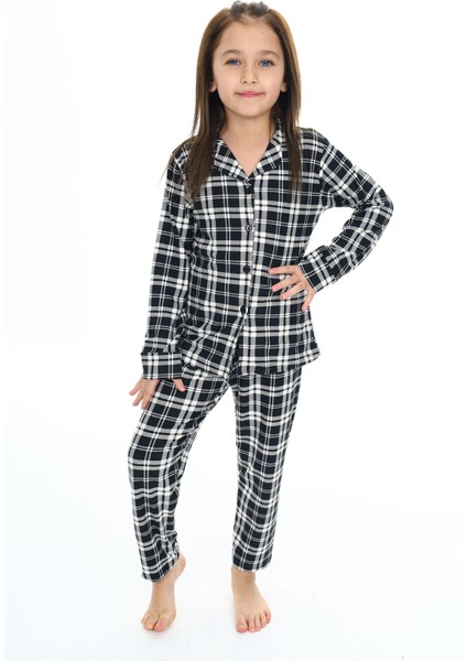 Kız Çocuk Ekose Pijama Takımı 3-16 Yaş 12156